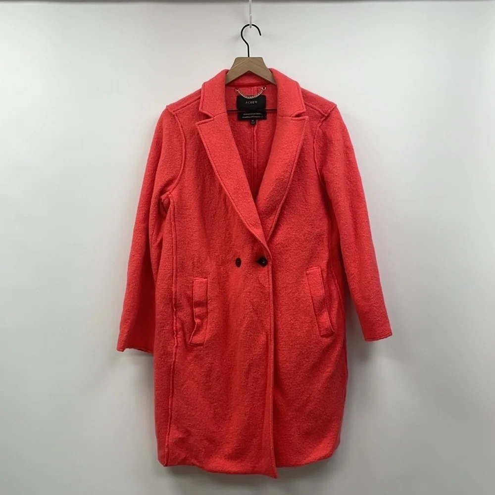 J. Crew Daphne Italian Boiled Wool Double Breasted Topcoat Winter Jacket Pink 16 - Picture 4 of 11